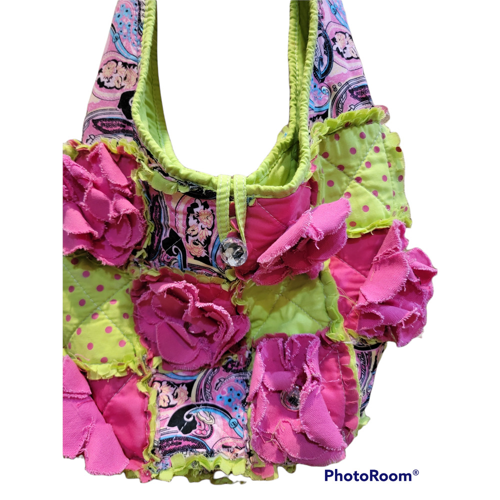 Boutique Quilted Patchwork Shoulder Boho Bag Gree… - image 2